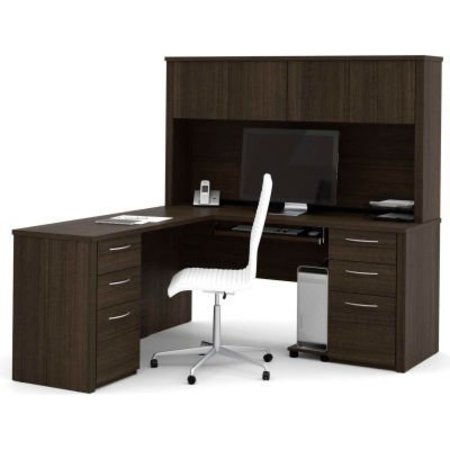 BestarÂ L-Shaped Desk and Hutch - 66"" - Dark Chocolate - Embassy Series -  60853-79